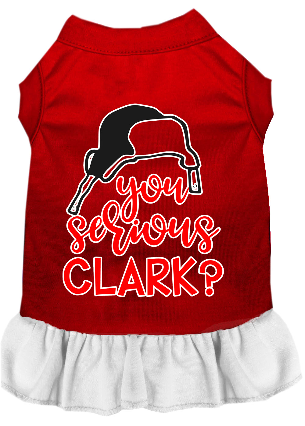 You Serious Clark? Screen Print Dog Dress Red with White Lg